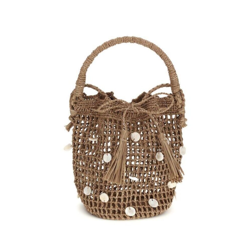Alanui Raffia Woven Shoulder Bag with Adjustable Strap Women Brown Bags